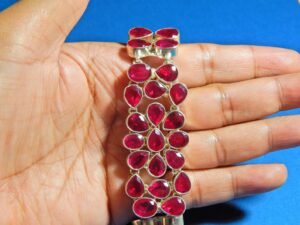 Natural Ruby -925 Sterling Silver- Jewelry bracelet with gemstone Ruby faceted, handmade bracelet, Gift for her BR0182-GS
