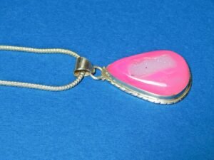 925 Sterling Silver Light pink Druzy Quartz Pendant Necklace, Free Black Spinel Beaded Chain In 925 Sterling Silver P0073-GS