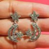 Half Crescent Moon And Star Earring Studs in 92.5 Silver, Celestial Jewelry, Wedding Studs, Vintage Studs, Oxidized Earrings, Gift For Her E0094-GS