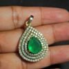 Natural Green onyx, zircon Gemstone Pendant ,Silver Pendant, Jewelry, Sterling Silver Pendant Gift, 925k, Handmade Green gemstone Pendant P0067-GS