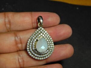 Moonstone, Rainbow zircon Gemstone Pendant ,Silver Pendant, Jewelry, Sterling Silver Pendant Gift, 925k, Handmade Moonstone gemstone Pendant P0063-GS