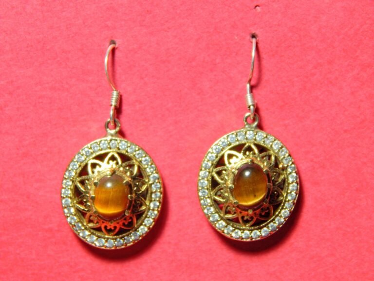 Tiger's Eye Earring !!! 925 Sterling Silver Jewelry With Gemstone Tiger's Eye Cabochon For Girls & Women Gift item E0748-GS