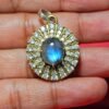 100% Natural Quality Labradorite 925 Sterling Silver Zirconia Pendant Handmade Partywear Jewelry for Women Wanderlust Pendant Gift for Mom P0046-GS