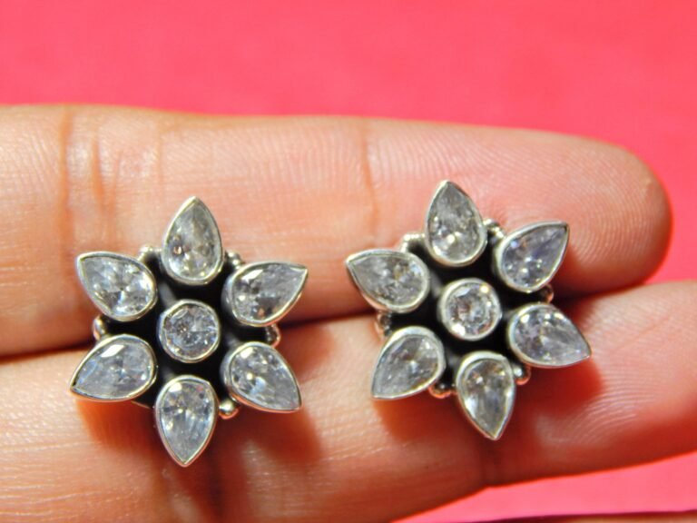 Zircon, Earring Stud ,925 Sterling Silver Earring Stud, Gift, Handmade Earring, Gemstone Zircon faceted Earring Stud E0767-GS