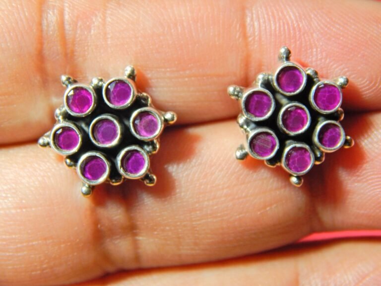 Ruby Earring Stud ,925 Sterling Silver Jewelry earring with gemstone Ruby, Handmade, Gift for Girls & Women E0783-GS