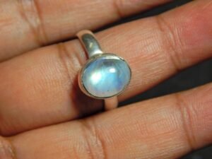 Natural Rainbow Moonstone Ring-Blue Fire Moonstone Ring-Handmade Silver Ring-925 Sterling Silver-Gift for her-Promise Ring-Anniversary Ring R0070-GS