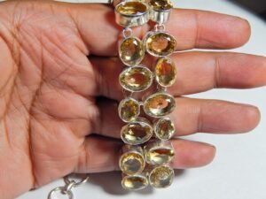 Natural Citrine -925 Sterling Silver- Jewelry bracelet with gemstone Citrine faceted Gift for her Handmade bracelet BR0173-GS