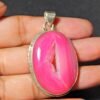 925 Sterling Silver Light pink Druzy Quartz Pendant Necklace, Free Black Spinel Beaded Chain In 925 Sterling Silver P0069-GS