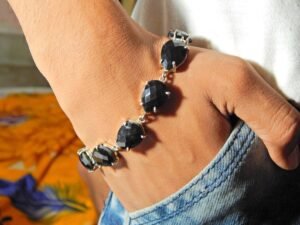 black onyx Gemstone bracelet, Silver jewelry,925 Sterling Silver bracelet, Gift, Handmade bracelet, black onyx Gemstone bracelet BR0074-GS
