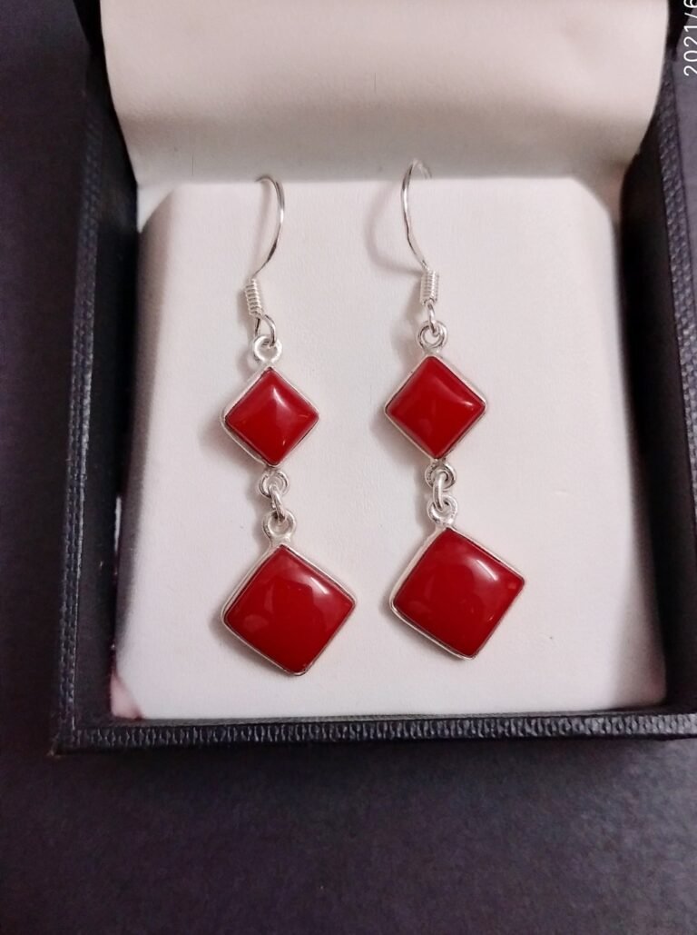 Coral Earring 925 Sterling Silver Jewelry With Gemstone Coral Earring-fine Earring, For Girls & Women Gift item E0740-GS