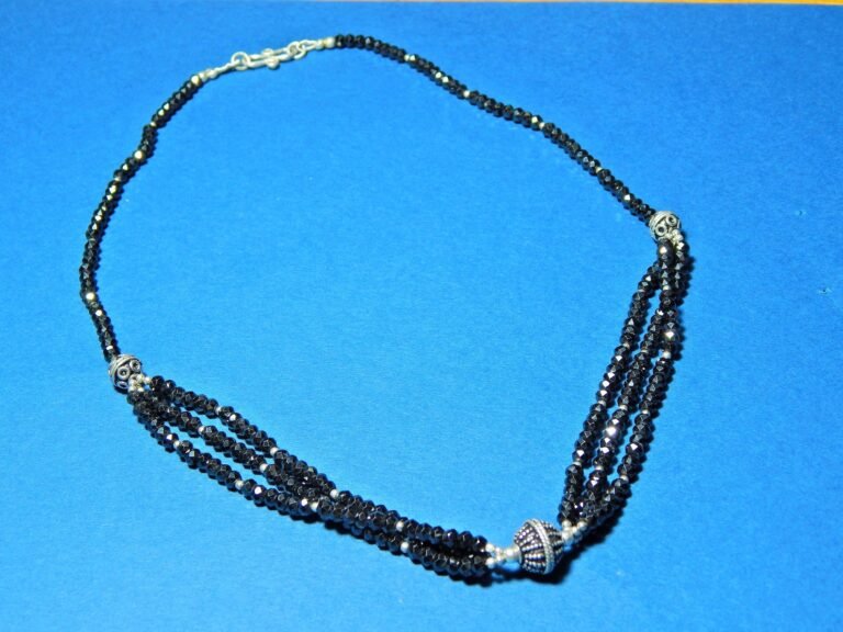 Black Spinal Beaded Necklace-925 sterling silver- jewelry Necklace-gemstone-Handmade-Black Onyx-Gift for her NL0138-GS