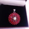 925 sterling SILVER Italian NATURAL CORAL gem stone handmade pendant necklace tribal Turkoman necklace gem stone pendant P0066-GS