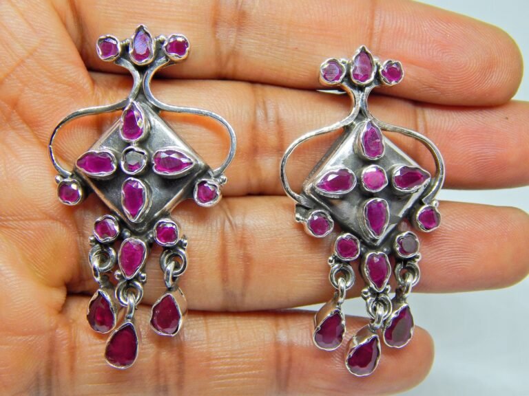 ruby Stud Earring, 925 Sterling Silver Jewelry With gemstone For Girls & Women Gift item E0589-GS