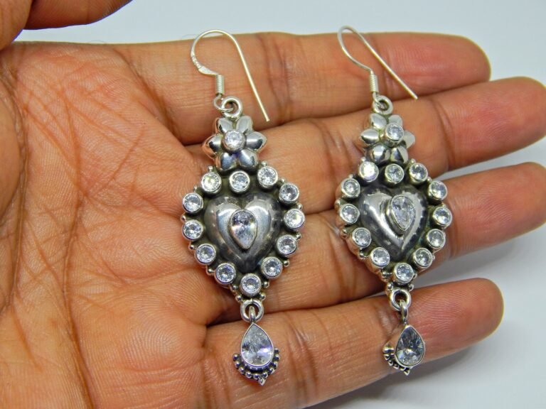 925 Sterling Silver Jewelry earring with gemstone zircon, Handmade, Gift for Girls & Women cubic zirconia earring E0390-GS