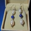 Natural Pearl, Lapis Lazuli Earring ,Lapis Lazuli Beads 925 Sterling Silver Earring gift for her handmade earring E0011-GS