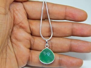 Pendants Green Onyx pendants In 925 Sterling Silver Bracelet with snake silver chain, For Her handmade pendant NL0071-GS