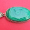 Natural Malachite Pendant-Handmade Silver Pendant-925 Sterling Silver Pendant, Green Oval Pendant-Gift for Mom-Scorpio Birthstone Pendant P0040-GS