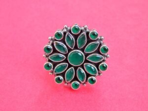 Natural Green onyx Rings 925 Sterling Silver Jewelry Ring With Gemstone green onyx Faceted For Girls & Women Gift Rings R0090-GS