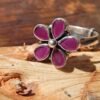 925 Sterling Silver ring, Genuine Natural Ruby jewelry December Birthstone , Bohemian Ring, Gift for Her, floral Ring, Adjustable Ring R0233-GS
