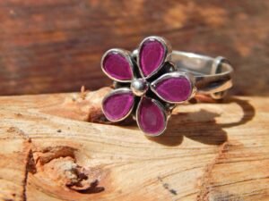 925 Sterling Silver ring, Genuine Natural Ruby jewelry December Birthstone , Bohemian Ring, Gift for Her, floral Ring, Adjustable Ring R0233-GS