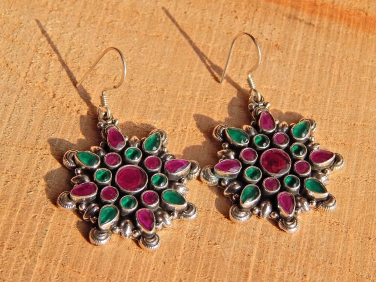 Ruby, Emerald Earring , 925 Sterling Silver Jewelry With gemstone ruby, Emerald faceted for Girls & women gift item E0704-GS