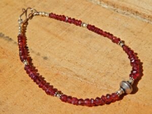 Garnet, Zircon Gemstone Bracelet, Silver jewelry,925 Sterling Silver Bracelet ,Gift, Handmade, Garnet, Zircon Gemstone- faceted BR0094-GS