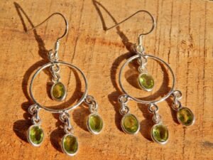 Natural Peridot Earring In 925 Sterling Silver For Girl And Women, wedding Earring E0090-GS