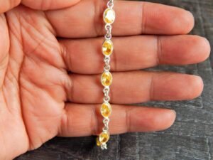 Natural citrine bracelet in 925 sterling silver, Bezel bracelet, citrine bracelet, gemstone bracelet, sparkling bracelet, tennis bracelet BR0103-GS