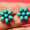 Turquoise earring stud 925 sterling silver jewelry gemstone jewelry handmade earring stud gift for her turquoise cabochon E0101-GS
