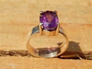 Natural Amethyst Rings ,925 Sterling Silver Jewelry ring with gemstone Amethyst Faceted ,Gift for her R0119-GS