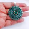 green onyx Pendant-925 Sterling Silver Jewelry- Gemstone green onyx-faceted Handmade- For Girls & Women Gift Pendant P0053-GS