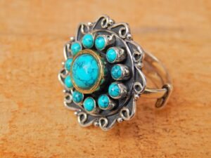 Natural Turquoise Ring in 925 Sterling Silver Jewelry Vintage Jewelry ,Floral Jewelry Silver Ring, Turquoise ring, Handmade Ring, Gift Item R0237-GS