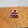 Natural Ruby Nose Stud In 925 Sterling Silver | Silver Nose Ring | Nose Stud | Ruby Nose Ring | Round Nose Stud | Flower Nose Stud NR0008-GS