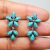 Turquoise Genuine Earring Stud, Turquoise Earring jewelry ,925 Sterling Silver Jewelry earring with gemstone turquoise for Girls & women E0715-GS