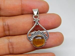 Tiger Eye Pendant-925 Sterling Silver Jewelry- Gemstone Tiger Eye-Cabochon Handmade- For Girls & Women Gift Pendant, Gift for her P0017-GS