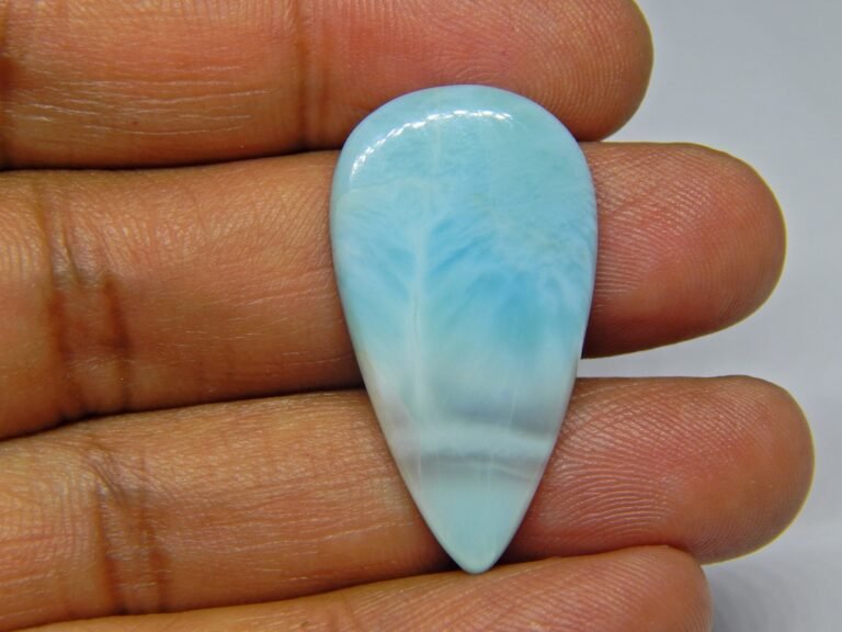 Top Quality Natural Larimar Gemstone Pear Cabochon 30x17 MM Larimar Palm Gemstone L0003-GS