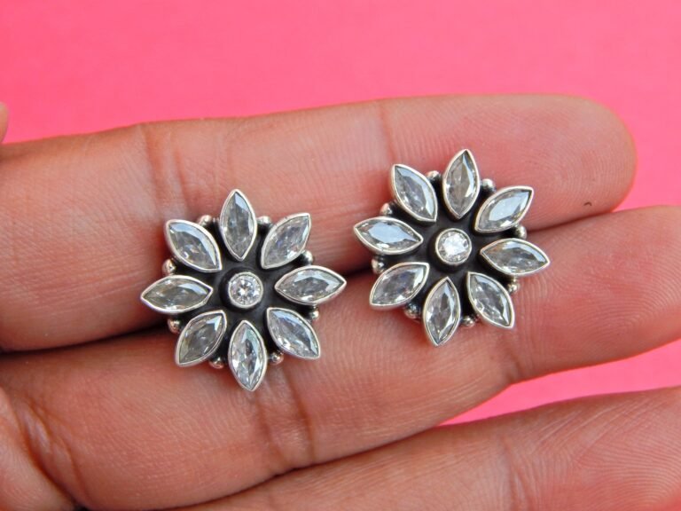 Zircon jewelry 925 Sterling Silver Jewelry earring stud With gemstone zircon faceted for Girls & Women gift item E0738-GS