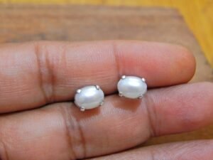 Natural White Fresh Water Pearl Earring stud-925 Sterling Silver Jewelry earring stud with gemstone Pearl for Gift For her E0043-GS