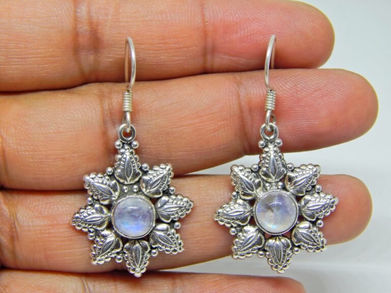Natural Moon stone Earring ,925 Sterling Silver Jewelry earring with gemstone moonstone Earring , Handmade Earring, gift for her E0208-GS