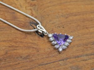 Amethyst Pendant Necklace , 925 Silver Necklace , Amethyst Necklace , Teardrop Necklace , Dainty Pendant , Bridesmaid Necklace , Gift Item P0039-GS