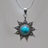 Turquoise Pendant With Snack chain-925 Sterling Silver Jewelry- Gemstone Turquoise-Cabochon Handmade- For Girls & Women Gift Pendant P0055-GS