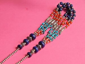 Genuine Lapis Lazuli, Coral, Turquoise Necklace-Natural Gemstone jewelry-sterling silver. Beaded Multi Necklace, handmade necklace NL0018-GS
