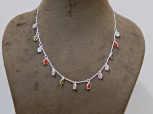 AAA+ Quality Genuine peridot, Zircon, Carnelian Choker Necklace-Gemstone Jewelry Necklace-Gemstone-Jewelry-Handmade- Oval Faceted NL0044-GS