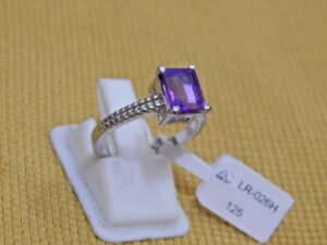 Dainty Amethyst Silver Ring, Minimalist Ring, 925 Silver Ring, Half Eternity Ring, Stackable Ring, Wedding Ring, Gift For Her, Gemstone ring R0129-GS