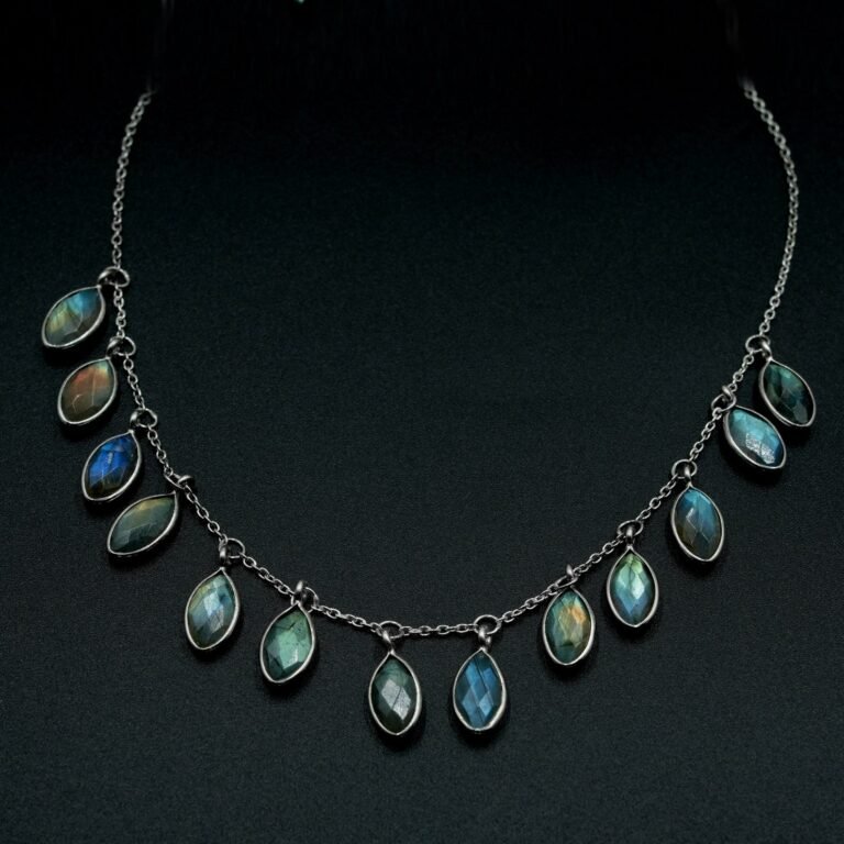 Natural Labradorite Bezel Necklace 925 Sterling Silver Jewelry With Gemstone labradorite necklace faceted For Girls & Women Gift item NL0281-GS