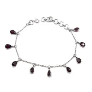 Dainty Bracelet, Garnet Bracelet, Teardrop Bracelet, Wedding Jewelry, Minimalist Bracelet, Gift Item, Adjustable Bracelet, Gift For Her BR0105-GS