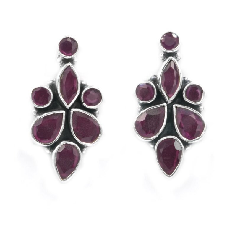 Ruby Earring Stud ,925 Sterling Silver Jewelry earring with gemstone Ruby, Handmade, Gift for Girls & Women E0631-GS