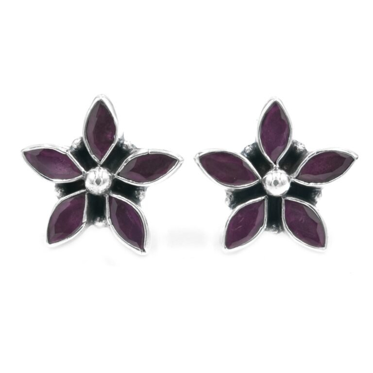 Ruby Earring Stud ,925 Sterling Silver Jewelry earring with gemstone Ruby, Handmade, Gift for Girls & Women E0636-GS