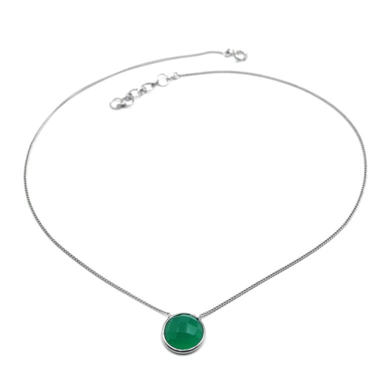Best Quality 925 Sterling Silver , Beautiful Green Onyx Gemstone Necklace for Women , Gift for her , Wedding Jewelry , Anniversary Gift NL0253-GS
