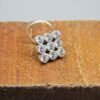 Natural Zircon Nose Stud In 925 Sterling Silver | Silver Nose Ring | Nose Stud | Zircon Nose Ring | Round Nose Stud | Flower Nose Stud NR0004-GS